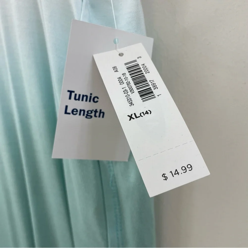 NWT Old Navy Girls Hi-Low Tunic Top Size XL (14) Teal/White